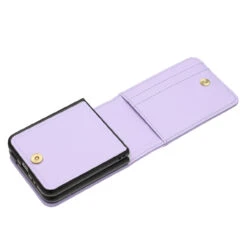 Luxury Leather Wallet Case For Samsung Galaxy Z Flip 4 - Lavender -ringkestore shop QBCRDWLT 4Flip LPrp 4 78318.1681417944