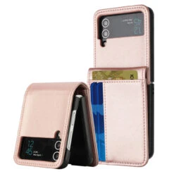 Luxury Leather Wallet Case For Samsung Galaxy Z Flip 4 - Rose Gold