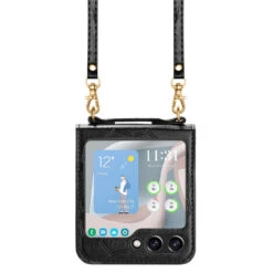 Mandala Flower Leather Protective Cover With Strap For Samsung Galaxy Z Flip 5 - Black -ringkestore shop QBEMBS 5FLIP BK 3 42713.1693684069