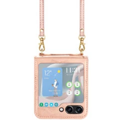Mandala Flower Leather Protective Cover With Strap For Samsung Galaxy Z Flip 5 - Rose Gold -ringkestore shop QBEMBS 5FLIP RGold 3 31886.1693691508