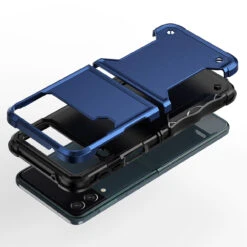 Military Grade Shockproof Hybrid Armor Case For Samsung Galaxy Z Flip 4 - Blue -ringkestore shop QBEXQS 4Flip Blue 3 32845.1669587276