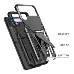 Transformer Hybrid Case With Kickstand For Samsung Galaxy Z Flip 4 - Black -ringkestore shop QBFLALEN 4Flip BK 3 70937.1669587528