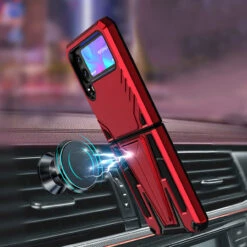 Transformer Hybrid Case With Kickstand For Samsung Galaxy Z Flip 4 - Red -ringkestore shop QBFLALEN 4Flip Red 2 06638.1669587793