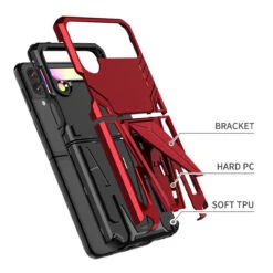 Transformer Hybrid Case With Kickstand For Samsung Galaxy Z Flip 4 - Red -ringkestore shop QBFLALEN 4Flip Red 4 72539.1669587800