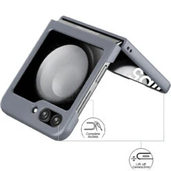 Slim Protective Cover For Samsung Galaxy Z Flip 5 - Grey -ringkestore shop QBFLCL 5FLIP GR 4 88175.1694238265