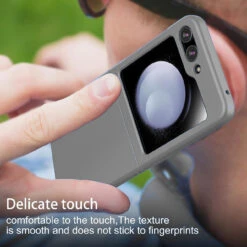 Slim Protective Cover For Samsung Galaxy Z Flip 5 - Grey -ringkestore shop QBFLCL 5FLIP GR 5 69666.1694238265