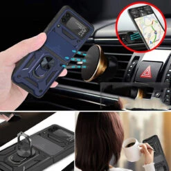 Finger Ring Case For Samsung Galaxy Z Flip 4 - Navy Blue -ringkestore shop QBFLELTE 4Flip Blue 4 82159.1669590582