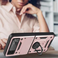 Finger Ring Case For Samsung Galaxy Z Flip 4 - Rose Gold -ringkestore shop QBFLELTE 4Flip RGold 4 00191.1669590586