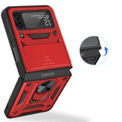 Finger Ring Case For Samsung Galaxy Z Flip 4 - Red -ringkestore shop QBFLELTE 4Flip Red 1 44250.1669590592