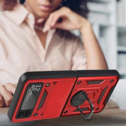 Finger Ring Case For Samsung Galaxy Z Flip 4 - Red -ringkestore shop QBFLELTE 4Flip Red 2 77329.1669590591
