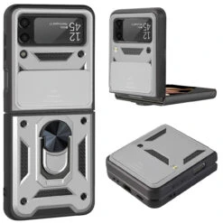 Finger Ring Case For Samsung Galaxy Z Flip 4 - Silver