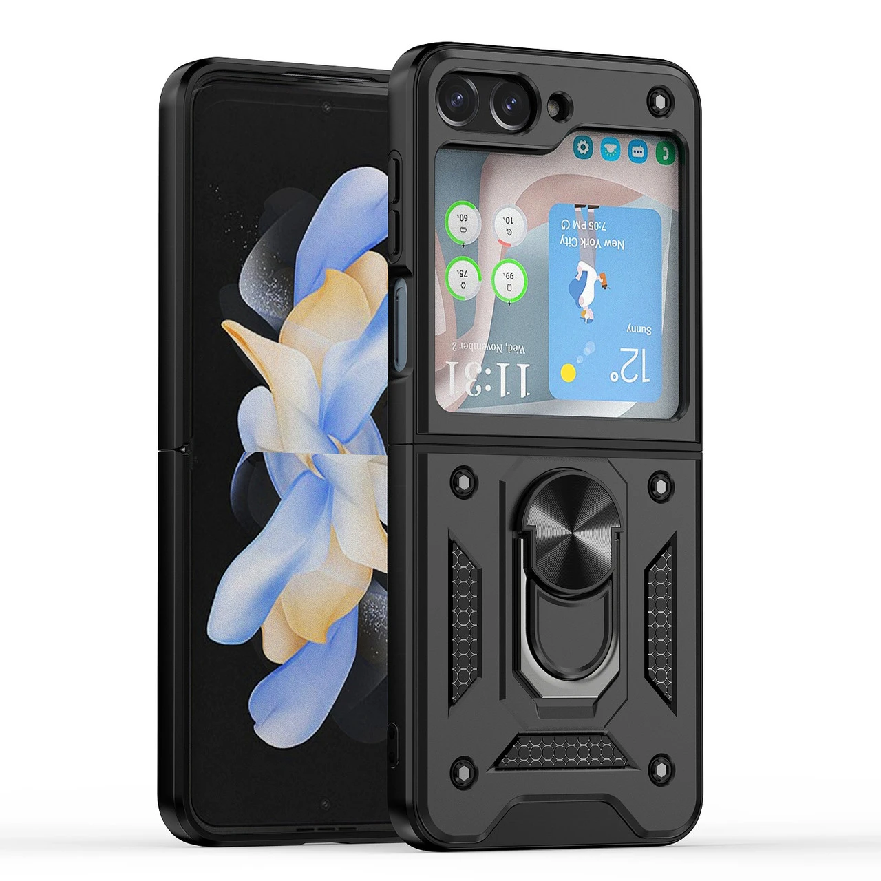 Ring Holder Case For Samsung Galaxy Z Flip 5 - Black 3 Ring Holder Case For Samsung Galaxy Z Flip 5 - Black - Image 3