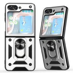 Ring Holder Case For Samsung Galaxy Z Flip 5 - Silver
