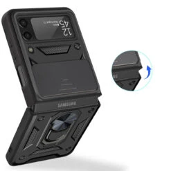 Finger Ring Case For Samsung Galaxy Z Flip 4 - Black -ringkestore shop QBFLELTE Flip3 BK 3 2 68610.1669588246