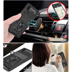 Finger Ring Case For Samsung Galaxy Z Flip 4 - Black -ringkestore shop QBFLELTE Flip3 BK 5 53583.1669588246