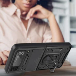 Finger Ring Case For Samsung Galaxy Z Flip 4 - Black -ringkestore shop QBFLELTE Flip3 BK 6 05413.1669588246