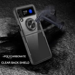 RoboTech Ring Grip Case For Samsung Galaxy Z Flip 4 - Black -ringkestore shop QBFLEX 4Flip ClrBK 6 47582.1662236424
