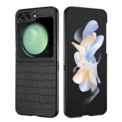 Alligator Skin Texture Leather Protective Cover For Samsung Galaxy Z Flip 5 - Black