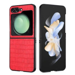 Alligator Skin Texture Leather Protective Cover For Samsung Galaxy Z Flip 5 - Red