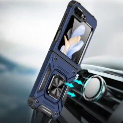 Robust Series Dual Layer Hybrid Case With Ring Grip For Samsung Galaxy Z Flip 5 - Blue -ringkestore shop QBFLRBST 5FLIP Blue 2 72994.1694285656
