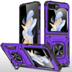 Robust Series Dual Layer Hybrid Case With Ring Grip For Samsung Galaxy Z Flip 5 - Purple