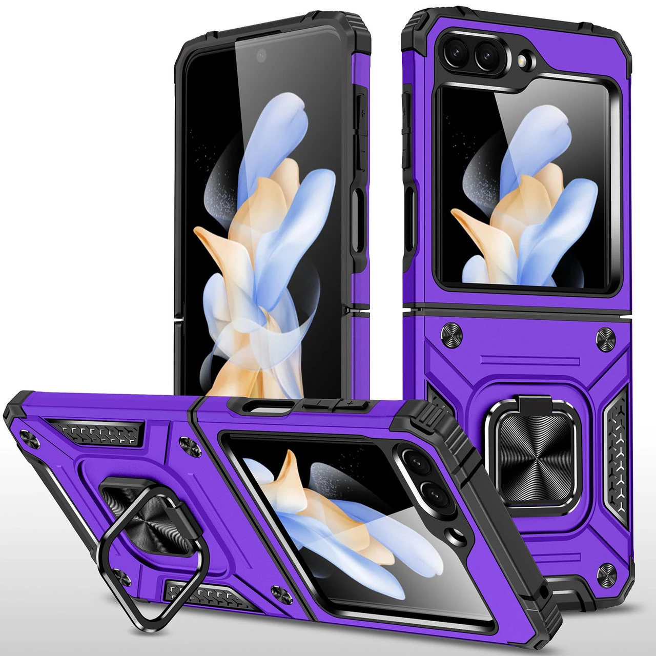 Robust Series Dual Layer Hybrid Case With Ring Grip For Samsung Galaxy Z Flip 5 - Purple 1 Robust Series Dual Layer Hybrid Case With Ring Grip For Samsung Galaxy Z Flip 5 - Purple