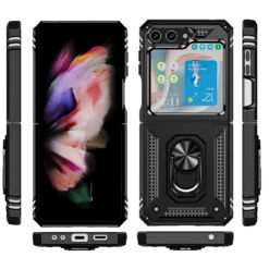 Ring Grip Hybrid Case For Samsung Galaxy Z Flip 5 - Black -ringkestore shop QBFLRNG 5FLIP BK 2 64564.1693687082