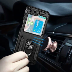 Ring Grip Hybrid Case For Samsung Galaxy Z Flip 5 - Black -ringkestore shop QBFLRNG 5FLIP BK 4 95773.1693687082