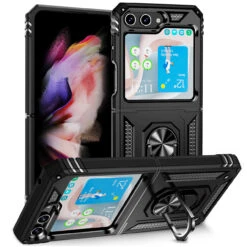 Ring Grip Hybrid Case For Samsung Galaxy Z Flip 5 - Black