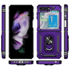 Ring Grip Hybrid Case For Samsung Galaxy Z Flip 5 - Purple -ringkestore shop QBFLRNG 5FLIP Prp 2 20695.1693690267