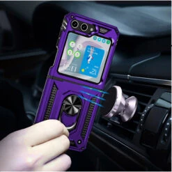 Ring Grip Hybrid Case For Samsung Galaxy Z Flip 5 - Purple -ringkestore shop QBFLRNG 5FLIP Prp 4 44154.1693690268
