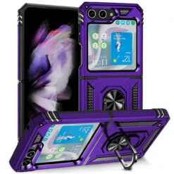 Ring Grip Hybrid Case For Samsung Galaxy Z Flip 5 - Purple