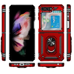 Ring Grip Hybrid Case For Samsung Galaxy Z Flip 5 - Red -ringkestore shop QBFLRNG 5FLIP Red 2 93780.1694150002