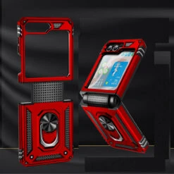 Ring Grip Hybrid Case For Samsung Galaxy Z Flip 5 - Red -ringkestore shop QBFLRNG 5FLIP Red 5 30649.1694150002
