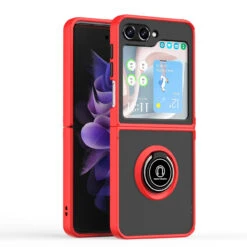 Aero Flex Ring Grip Case For Samsung Galaxy Z Flip 5 - Red -ringkestore shop QBFLUQ 5FLIP ClrRed 3 95722.1694611834