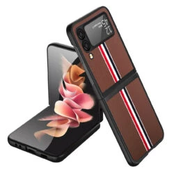 Carbon Fiber Series Protective Cover For Samsung Galaxy Z Flip 4 - Brown