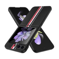 Carbon Fiber Series Protective Cover For Samsung Galaxy Z Flip 5 - Black -ringkestore shop QBFLVF 5FLIP BK 1 89985.1693688104