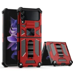 Military Grade Tough Ultra Rugged Hybrid Case For Samsung Galaxy Z Flip 4 - Red -ringkestore shop QBMCHN 4Flip Red 4 63707.1661043100