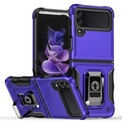 Military Grade Shockproof Hybrid Armor Case With Ring Grip For Samsung Galaxy Z Flip 4 - Purple