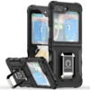 Military Grade Shockproof Hybrid Armor Case With Ring Grip For Samsung Galaxy Z Flip 5 - Black