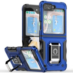 Military Grade Shockproof Hybrid Armor Case With Ring Grip For Samsung Galaxy Z Flip 5 - Blue