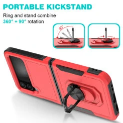 TUFF Shockproof Hybrid Armor Case With Ring Grip For Samsung Galaxy Z Flip 4 - Red -ringkestore shop QBPRFCT 4Flip Red 2 55600.1669593442