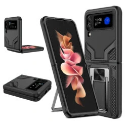 Kickstand Series Hybrid Case For Samsung Galaxy Z Flip 4 - Black
