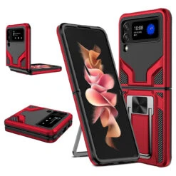 Kickstand Series Hybrid Case For Samsung Galaxy Z Flip 4 - Red