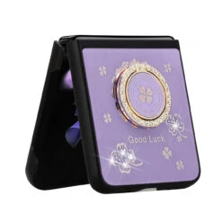 Four-Leaf Clover Diamond Rhinestone Case With Ring Grip For Samsung Galaxy Z Flip 4 - Purple 7 Four-Leaf Clover Diamond Rhinestone Case With Ring Grip For Samsung Galaxy Z Flip 4 - Purple -ringkestore shop QBSPLNDFL 4Flip PGLF 3 75157.1662240488