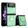 Four-Leaf Clover Diamond Rhinestone Case With Ring Grip For Samsung Galaxy Z Flip 4 - Teal