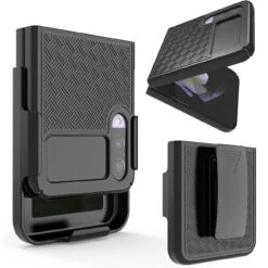 Combo Shell Case With Holster Belt Clip For Samsung Galaxy Z Flip 4 - Black
