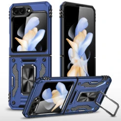 Military Grade Ring Grip Hybrid Case For Samsung Galaxy Z Flip 5 - Blue