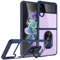 Perfectly Clear Air Hybrid Case With Ring Holder For Samsung Galaxy Z Flip 4 - Navy Blue