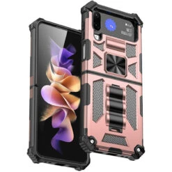 Military Grade Tough Ultra Rugged Hybrid Case For Samsung Galaxy Z Flip 4 - Rose Gold